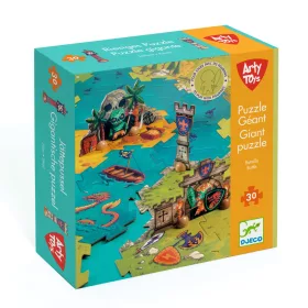 Djeco Arty Toys Óriás puzzle - Kalóz világ, 30 db-os - Giant puzzle-Battle, 6–8 év, Többszínű