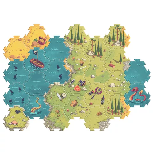 Djeco Arty Toys Óriás puzzle - Kalóz világ, 30 db-os - Giant puzzle-Battle, 6–8 év, Többszínű
