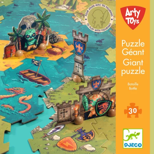 Djeco Arty Toys Óriás puzzle - Kalóz világ, 30 db-os - Giant puzzle-Battle, 6–8 év, Többszínű