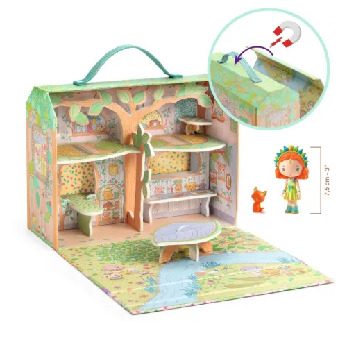 Djeco TINYLY álomvilág babaház - Szilvia és Rókica háza - Sylvia & Fox’s house in the woods, 0–2 év, Többszínű