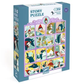 Djeco Mese puzzle - Piroska és a farkas, 35 db-os - Little Red Riding Hood, 6–8 év, Papír / Karton