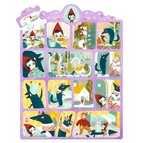 Djeco Mese puzzle - Piroska és a farkas, 35 db-os - Little Red Riding Hood, 6–8 év, Papír / Karton