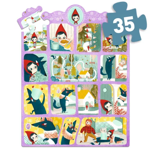 Djeco Mese puzzle - Piroska és a farkas, 35 db-os - Little Red Riding Hood, 6–8 év, Papír / Karton