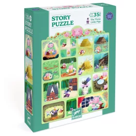 Djeco Mese puzzle - A három kismalac, 35 db-os - The Three Little Pigs, 6–8 év, Többszínű