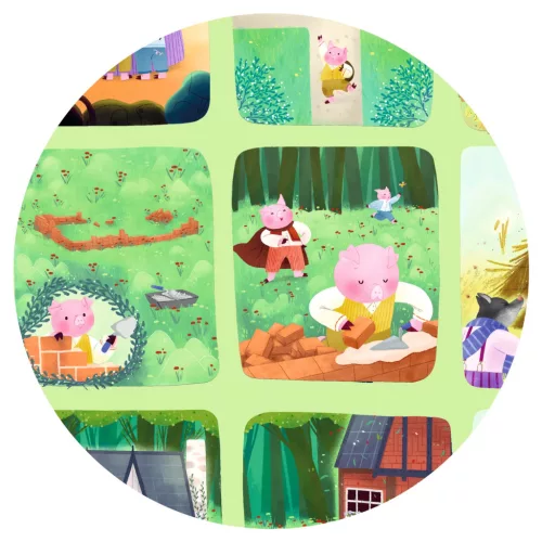 Djeco Mese puzzle - A három kismalac, 35 db-os - The Three Little Pigs, 6–8 év, Többszínű