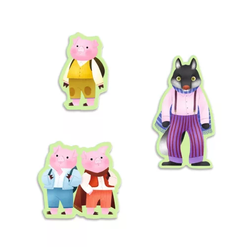 Djeco Mese puzzle - A három kismalac, 35 db-os - The Three Little Pigs, 6–8 év, Többszínű