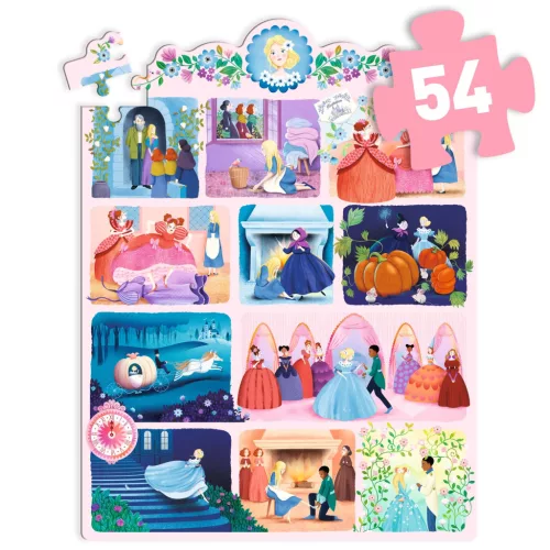 Djeco Mese puzzle - Hamupipőke, 54 db-os - Cinderella, 6–8 év, Többszínű