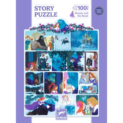 Djeco Mese puzzle - A szépség és a szörnyeteg, 100 db-os - Beauty and the Beast, 6–8 év, Többszínű