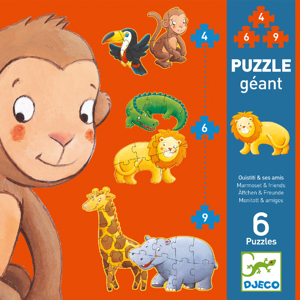 Óriás puzzle - Marmoset és barátai, 4-6-9 db-os - Marmoset & friends – alternatív kép 1