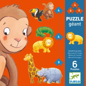   Óriás puzzle - Marmoset és barátai, 4-6-9 db-os - Marmoset & friends
