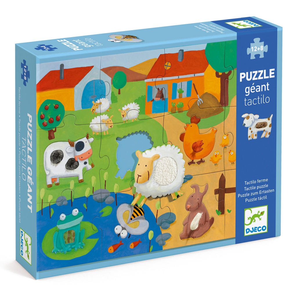 Óriás puzzle - Tanyasi állatsimogató, 12+8 db-os - Tactile farm puzzle – fő nézet