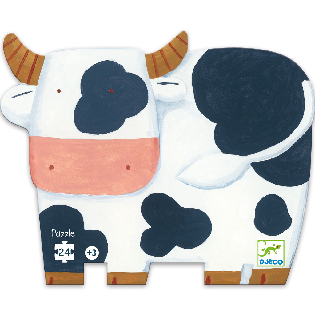 Formadobozos puzzle - Bocik és tehenek, 24 db-os - The cows on the farm – alternatív kép 1