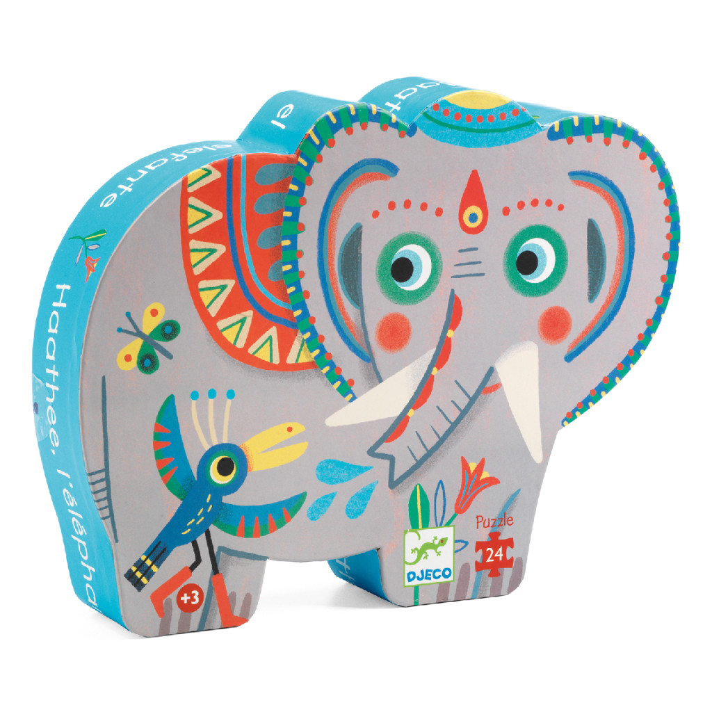 Formadobozos puzzle - Elefánt és barátai, 24 db-os - Haathee, Asian elephant – fő nézet