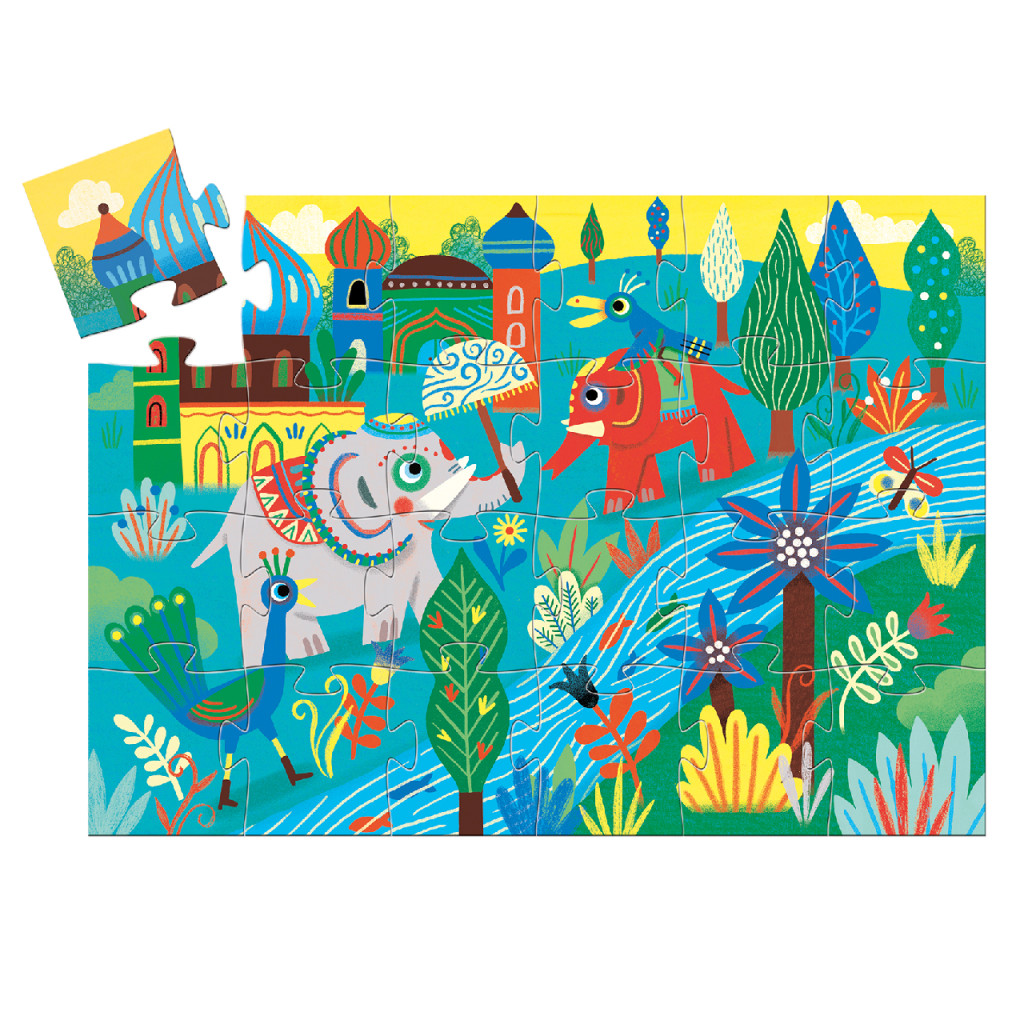 Formadobozos puzzle - Elefánt és barátai, 24 db-os - Haathee, Asian elephant – alternatív kép 2
