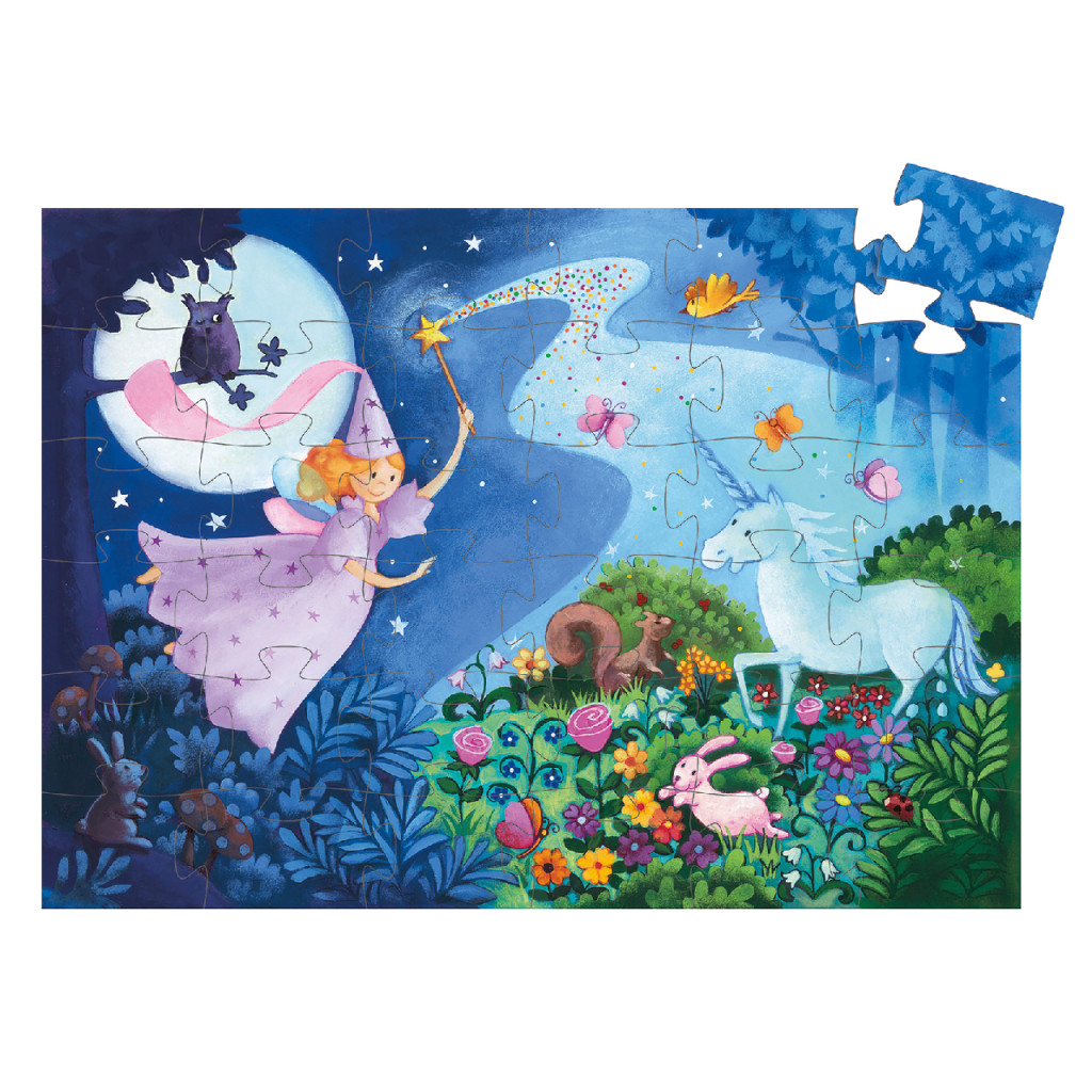 Formadobozos puzzle - Tündér és az egyszarvú, 36 db-os - The fairy and the unicorn – alternatív kép 2