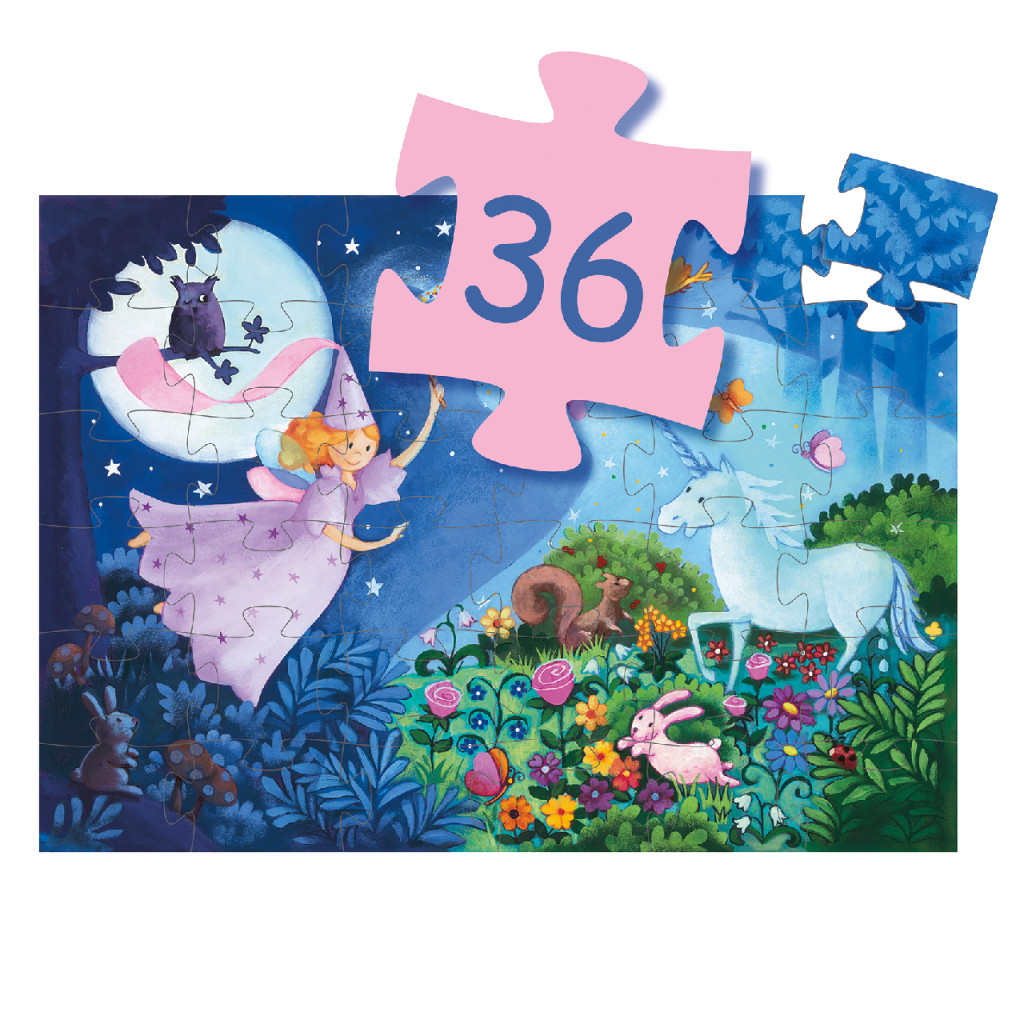 Formadobozos puzzle - Tündér és az egyszarvú, 36 db-os - The fairy and the unicorn – alternatív kép 3