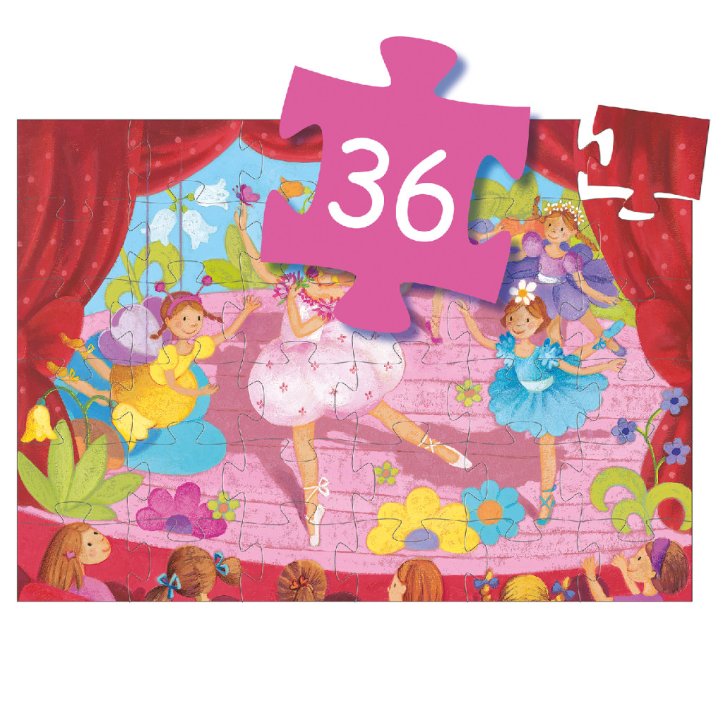 Formadobozos puzzle - Balerina virággal, 36 db-os - The ballerina with the flower – alternatív kép 3