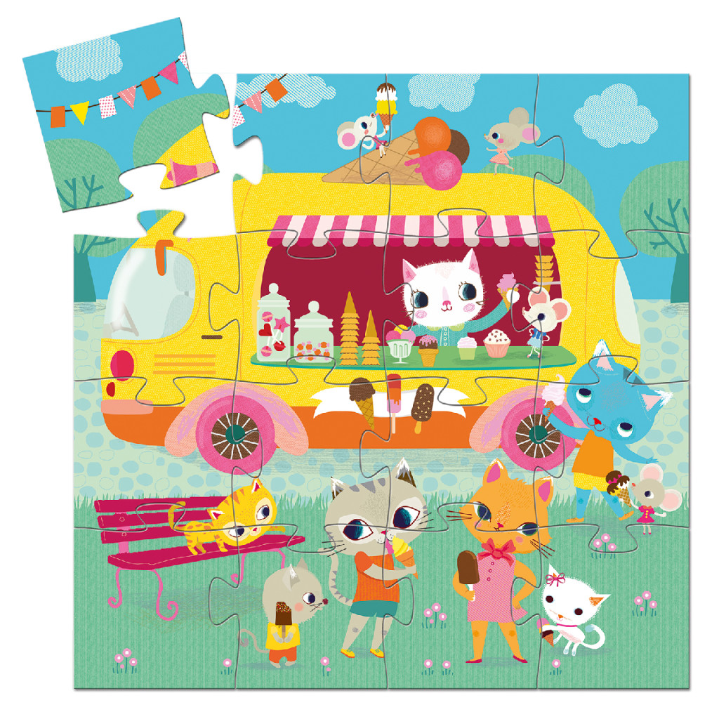 Formadobozos puzzle - Fagyis kocsi, 16 db-os - Ice cream truck – alternatív kép 2