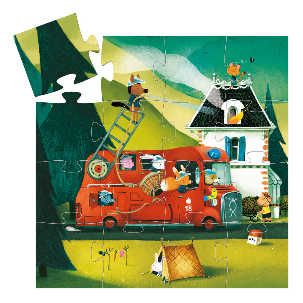 Formadobozos puzzle - A tűzoltóautó, 16 db-os - The fire truck – alternatív kép 2