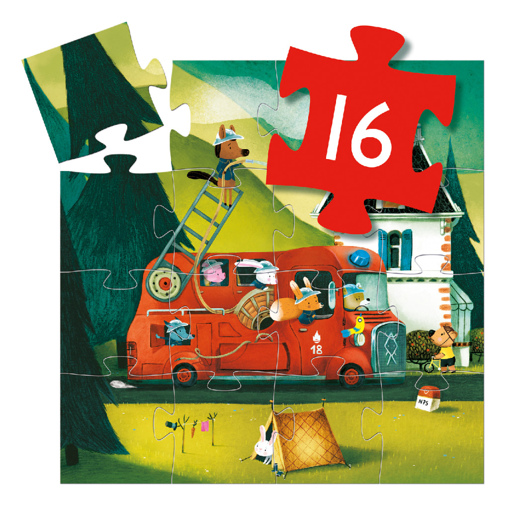 Formadobozos puzzle - A tűzoltóautó, 16 db-os - The fire truck – alternatív kép 3