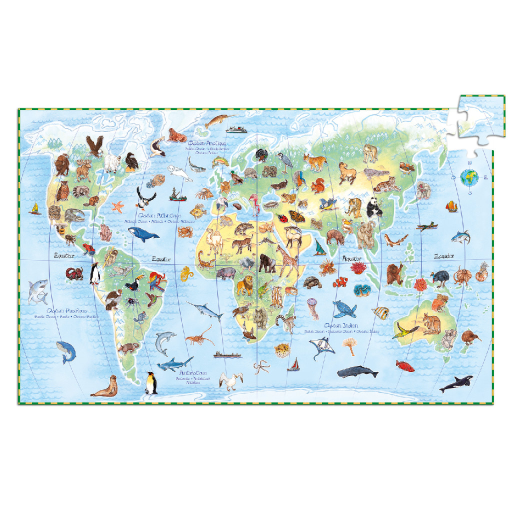 Megfigyeltető puzzle - Föld állatai, 100 db-os - Animals of the earth – alternatív kép 2