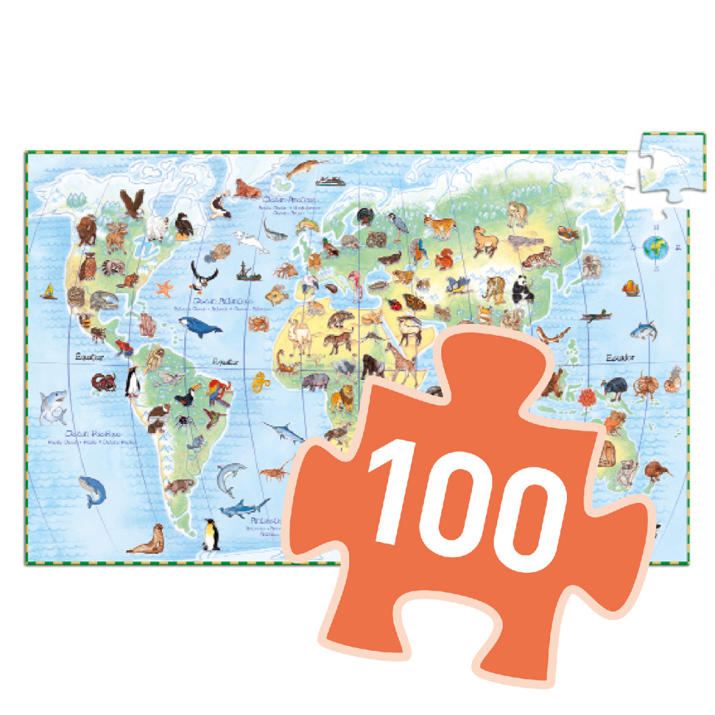 Megfigyeltető puzzle - Föld állatai, 100 db-os - Animals of the earth – alternatív kép 3