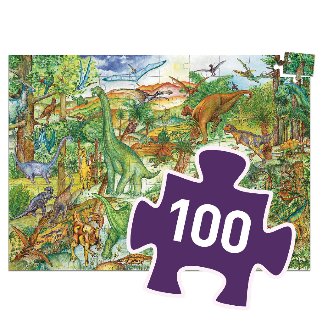 Megfigyeltető puzzle - Dinoszauruszok, 100 db-os - Dinosaurs + booklet – alternatív kép 3