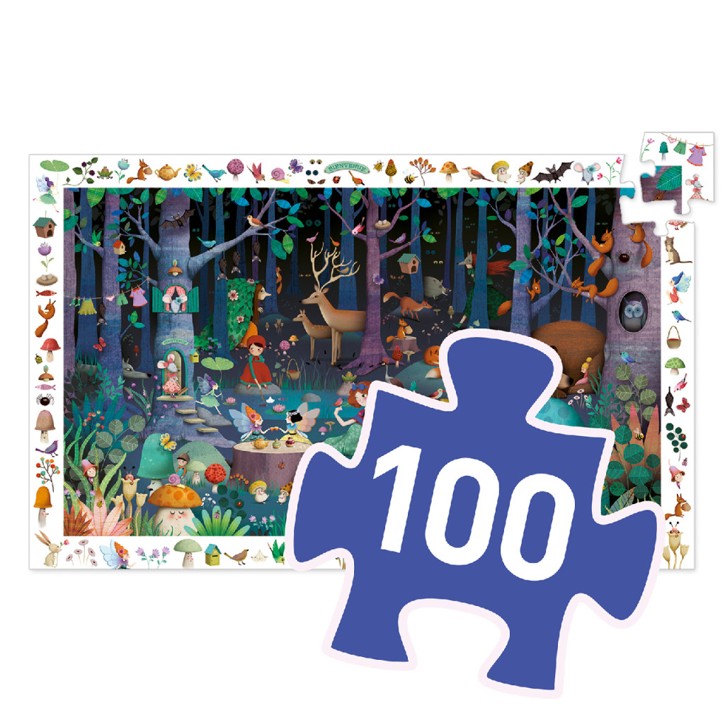 Megfigyeltető puzzle - Elvarázsolt erdő, 100 db-os - Enchanted Forest – alternatív kép 3