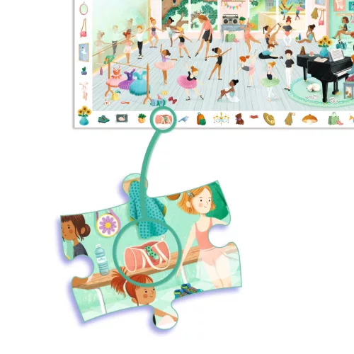 Djeco Megfigyeltető puzzle - Balett iskola, 100 db-os - The dance school, 6–8 év, Többszínű