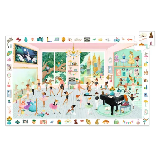 Djeco Megfigyeltető puzzle - Balett iskola, 100 db-os - The dance school, 6–8 év, Többszínű