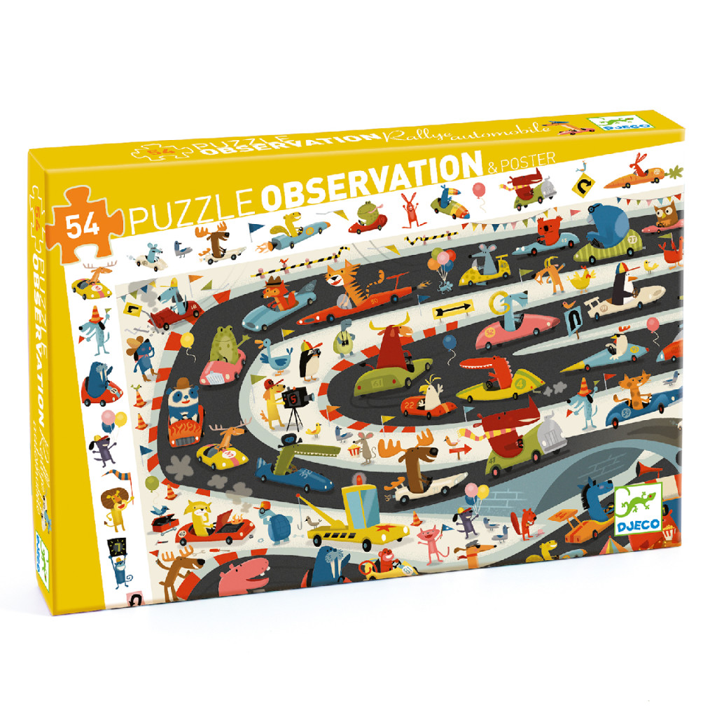 Megfigyeltető puzzle - Állati autóverseny, 54 db-os - Car rally – fő nézet