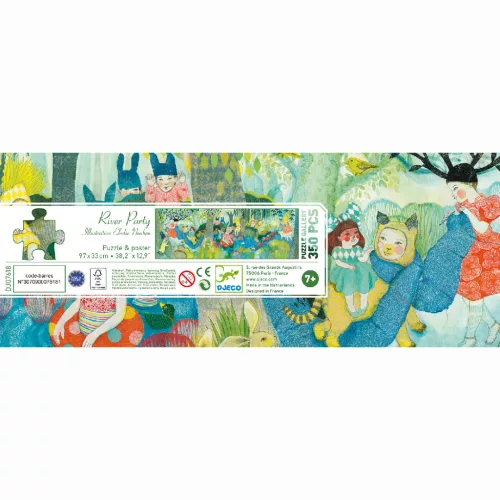 Djeco Művész puzzle - Folyóparti piknik, 350 db-os - River Party, 6–8 év, Többszínű