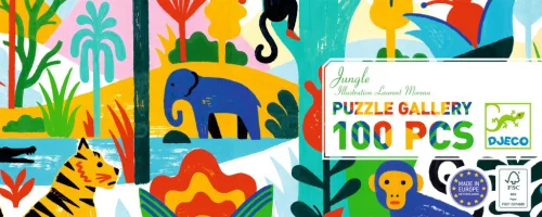 Djeco Művész puzzle - Dzsungel, 100 db-os - Jungle, 6–8 év, Többszínű