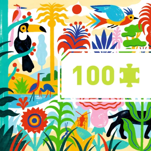 Djeco Művész puzzle - Dzsungel, 100 db-os - Jungle, 6–8 év, Többszínű