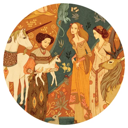 Djeco Művész puzzle - Egyszarvú és a hölgy, 500 db-os - Unicorn lady, 12–15 év, Többszínű