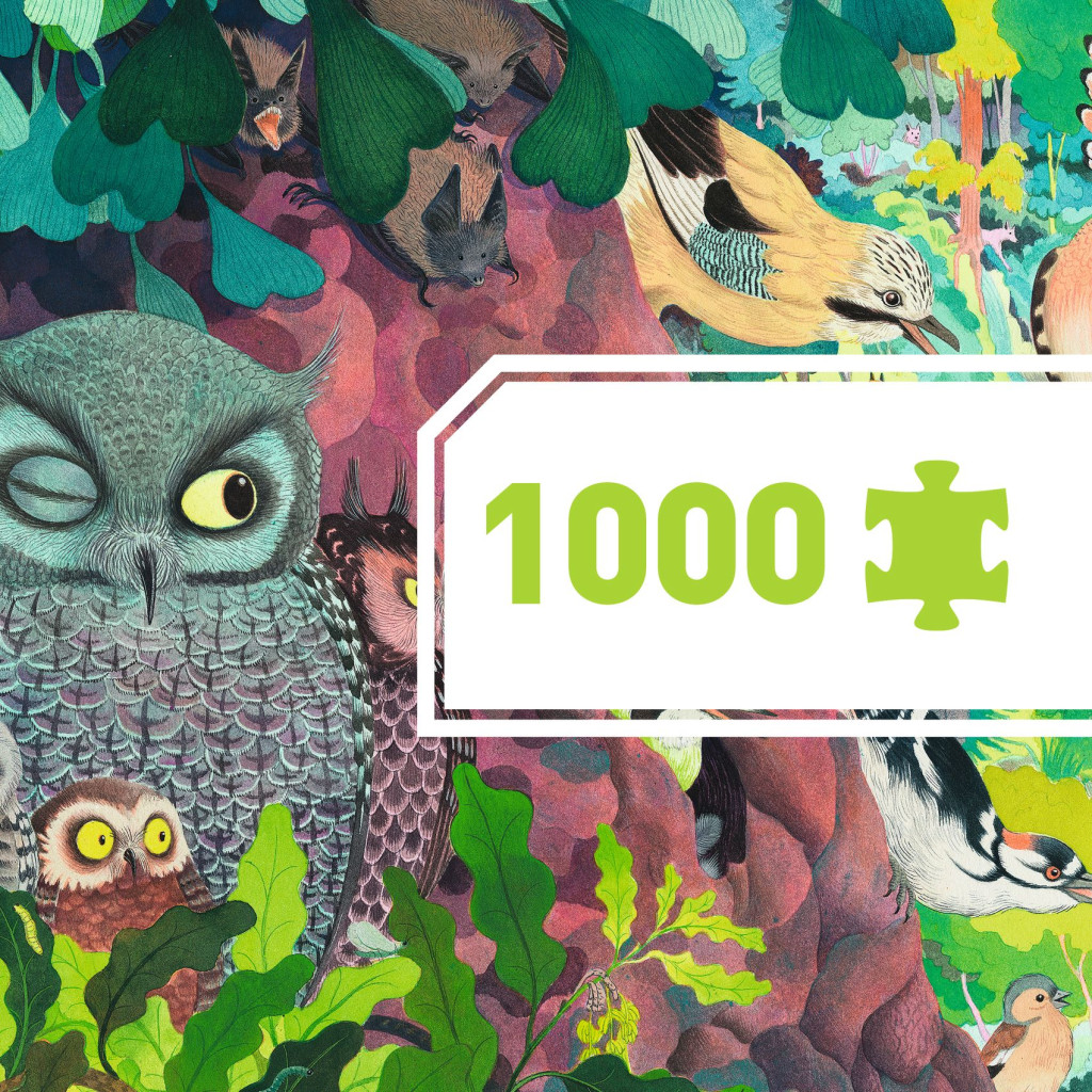 Művész puzzle - Baglyok és madarak, 1000 db-os - Owls and birds – alternatív kép 1