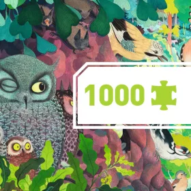Djeco Művész puzzle - Baglyok és madarak, 1000 db-os - Owls and birds, 12–15 év, Többszínű
