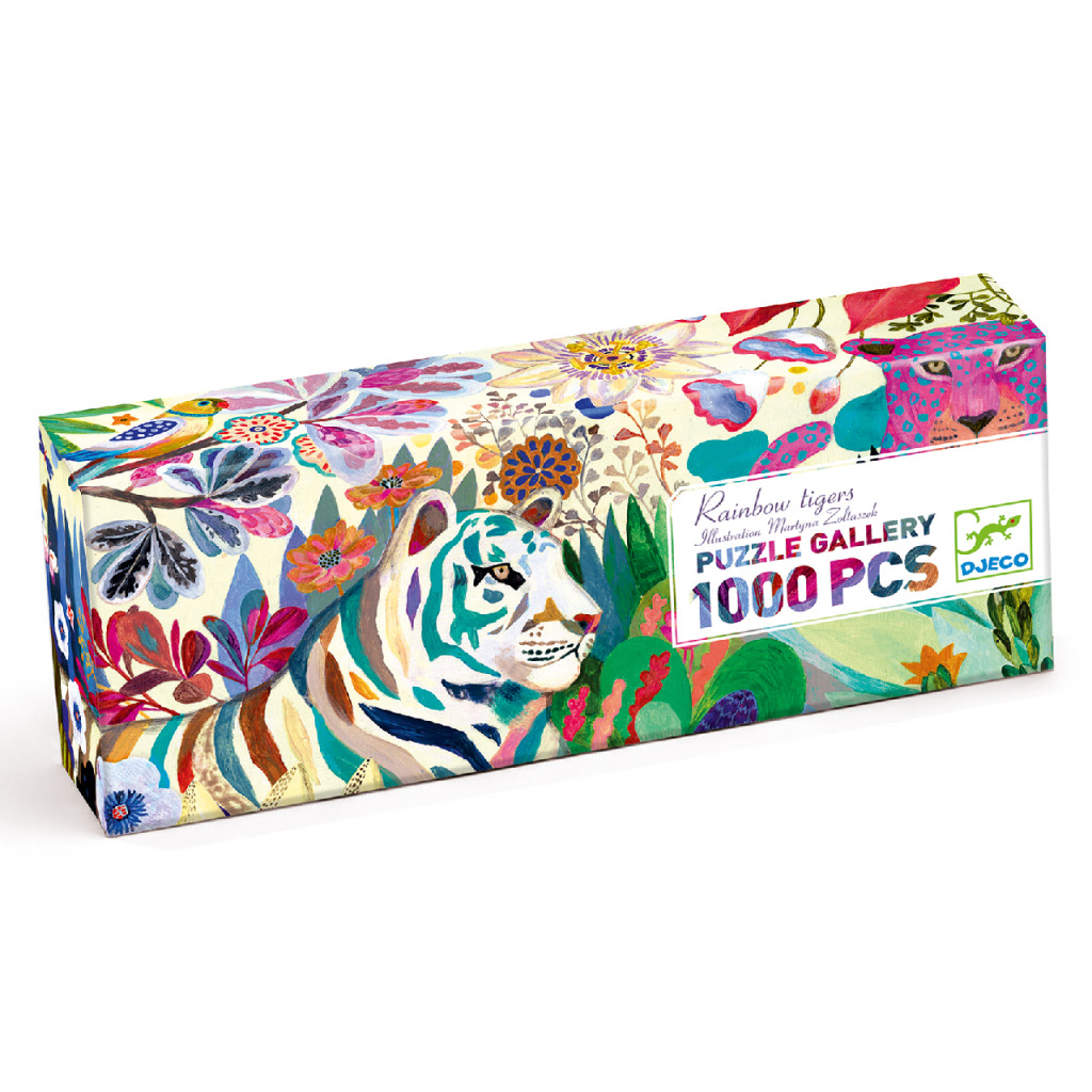 Művész puzzle - Szivárványos tigrisek, 1000 db-os - Rainbow Tigers – fő nézet