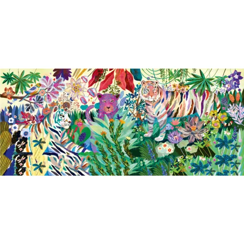 Djeco Művész puzzle - Szivárványos tigrisek, 1000 db-os - Rainbow Tigers, 12–15 év, Többszínű