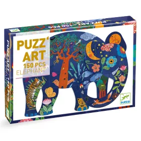 Djeco Művészeti puzzle - Elefánt, 150 db-os - Elephant, 6–8 év, Többszínű