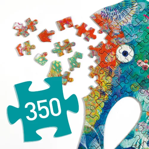 Djeco Művészeti puzzle - Tengericsikó, 350 db-os - See Horse, 6–8 év, Többszínű