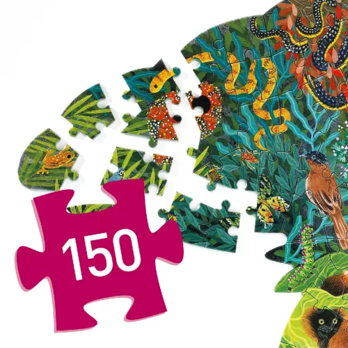 Djeco Művészeti puzzle - Kameleon, 150 db-os - Chameleon, 6–8 év, Többszínű