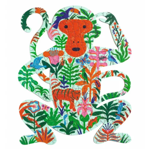 Djeco Művészeti puzzle - Majom, 350 db-os - Monkey, 6–8 év, Többszínű