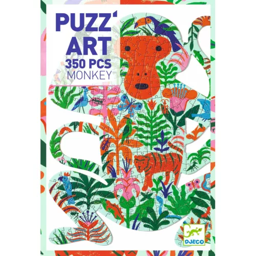 Djeco Művészeti puzzle - Majom, 350 db-os - Monkey, 6–8 év, Többszínű