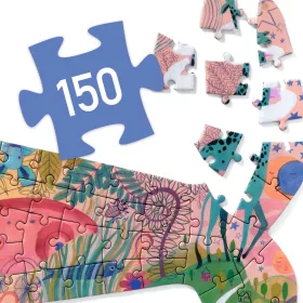 Djeco Művészeti puzzle - Bálna, 150 db-os - Whale, 6–8 év, Többszínű