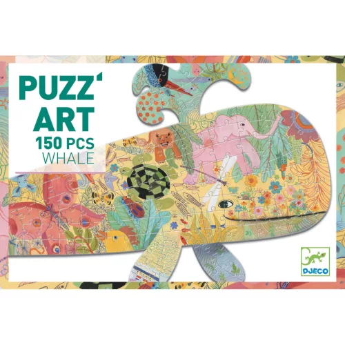 Djeco Művészeti puzzle - Bálna, 150 db-os - Whale, 6–8 év, Többszínű