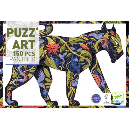 Djeco Művész puzzle - Fekete párduc, 150 db-os - Panther, 6–8 év, Papír / Karton