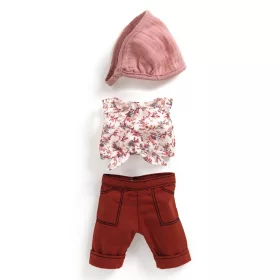 Djeco Játékbaba kiegészítő, babaruha - Bordó - Outfit Burgundy, 0–2 év, Többszínű