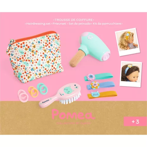 Djeco Játékbaba kiegészítő, szépítkezés - Baba fodrászkészlet - Hairdressing set, 0–2 év, Többszínű