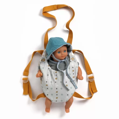 Djeco Babahordozó - Kékes-szürkés - Baby Carrier Blue Gray, 0–2 év, Vegyes anyag